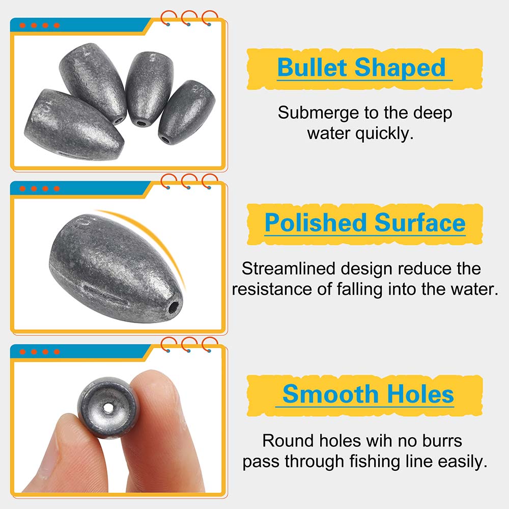 Bullet Fishing Sinkers Weights - đánh giá và giá Fishing Lure Making Kit